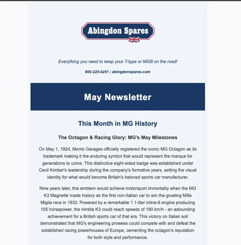 Screenshot of Abingdon Spares project