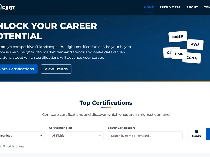 Certification Trends website screenshot